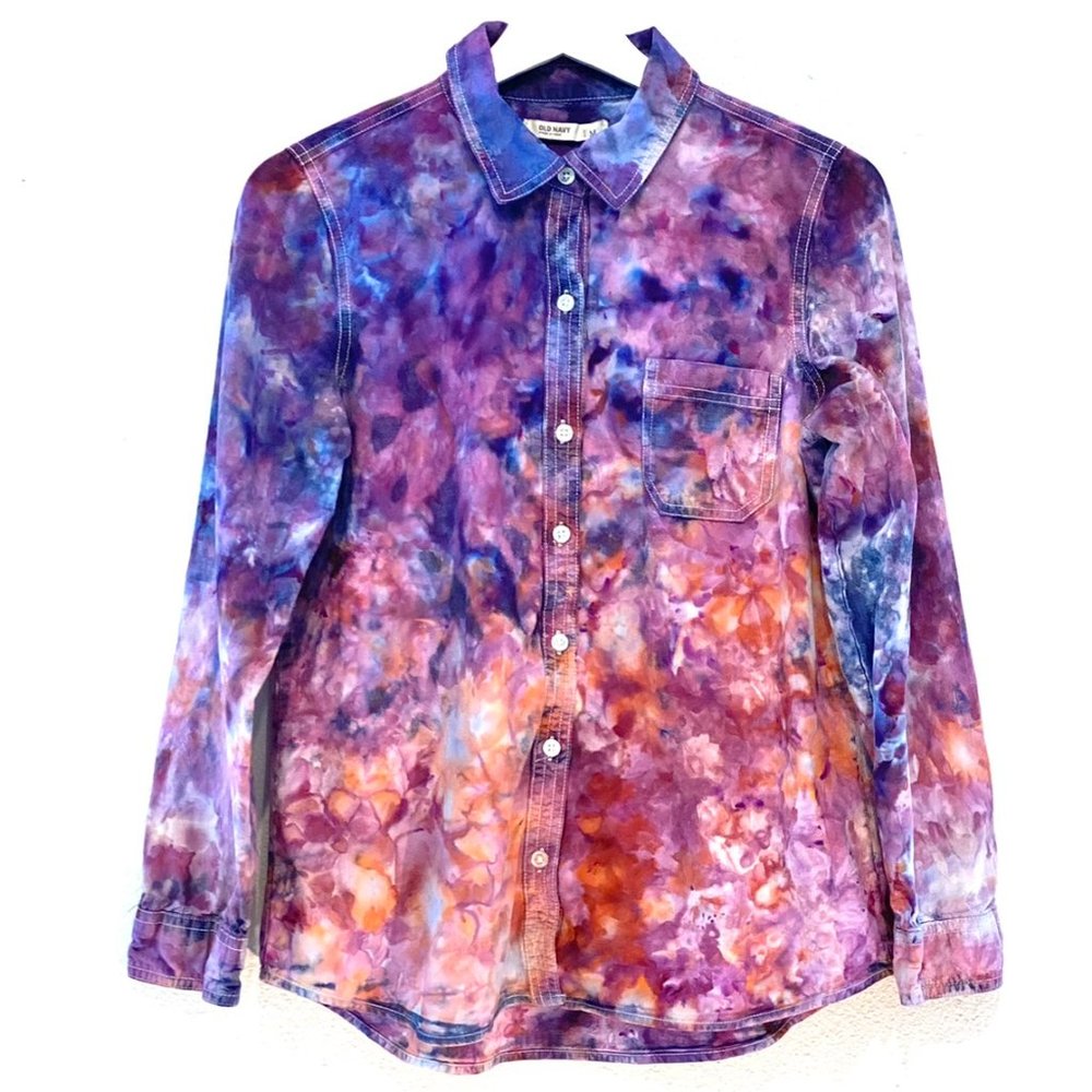 Old Navy Tie Dye Long Sleeve Button Down Shirt Top